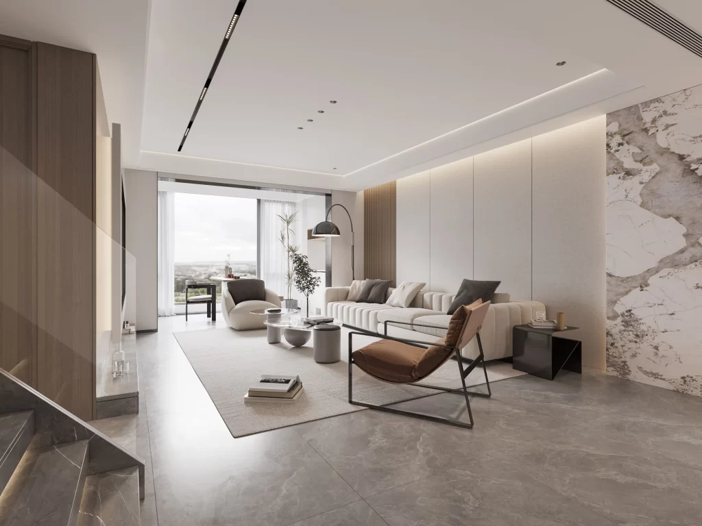 Modern Minimalist Living Room Neutral Tones
