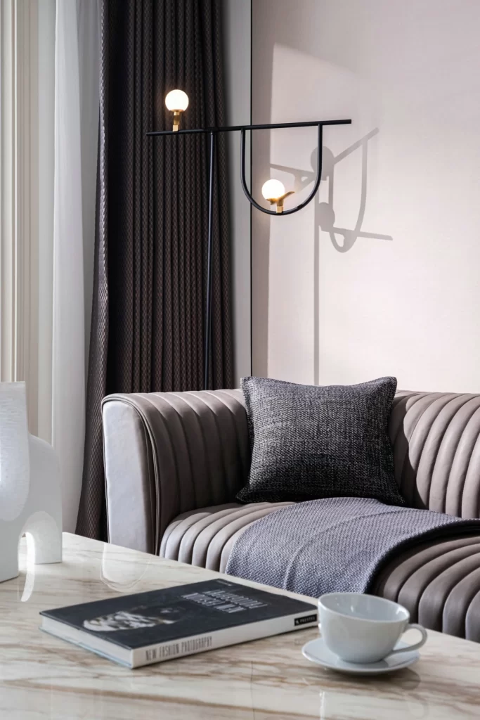 Modern Minimalist Living Room Neutral Tones Soft Textures Artistic Accents