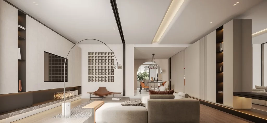 Modern Minimalist Living Room Neutral Warm Tones