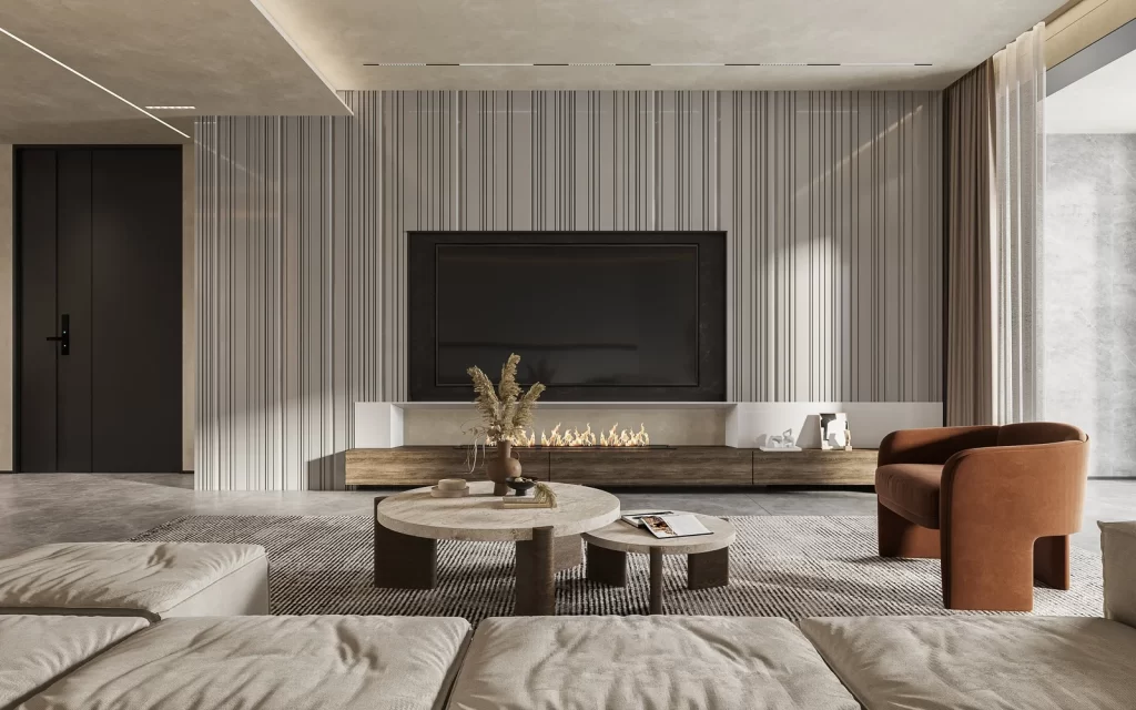 Modern Minimalist Living Room Neutral Warm Tones