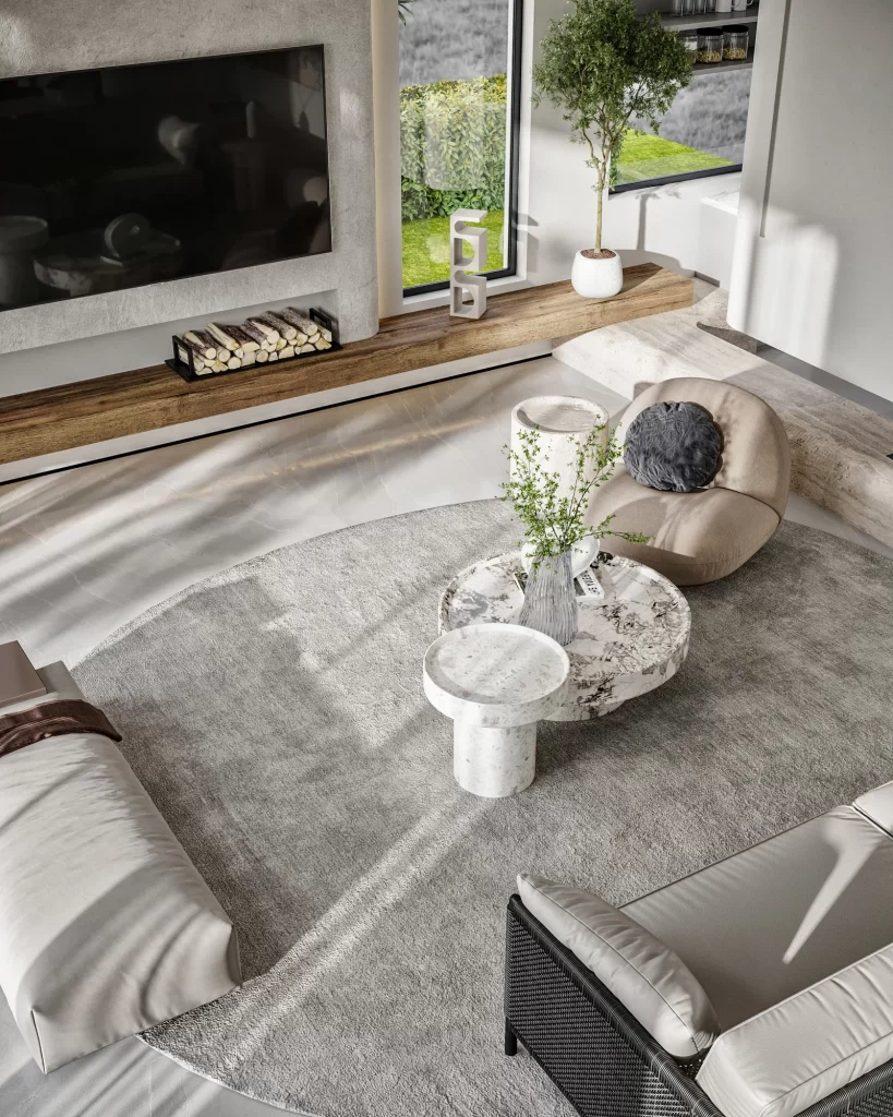Modern Minimalist Living Room Neutral White Gray