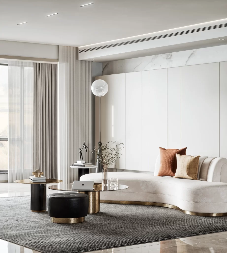 Modern Minimalist Living Room Neutral White Gray