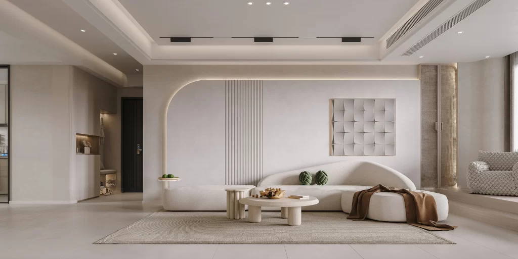 Modern Minimalist Living Room Neutral White Soft