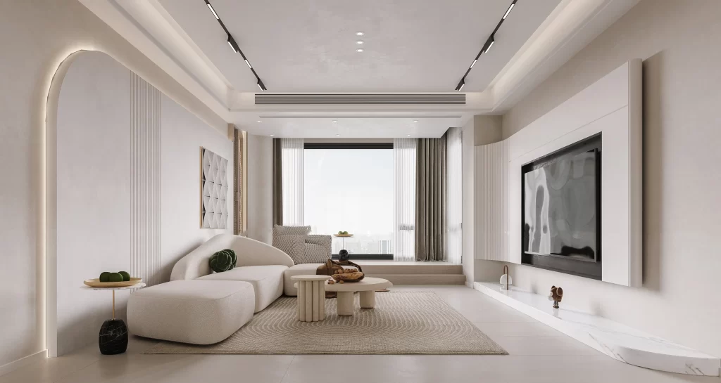 Modern Minimalist Living Room Neutral White Soft