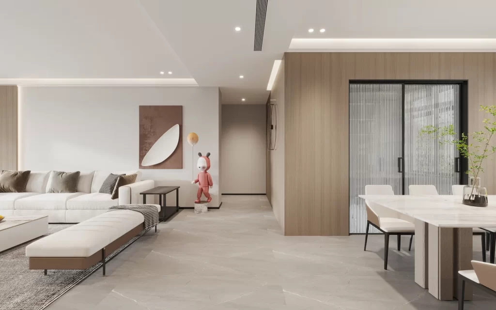 Modern Minimalist Living Room Neutral White Wood