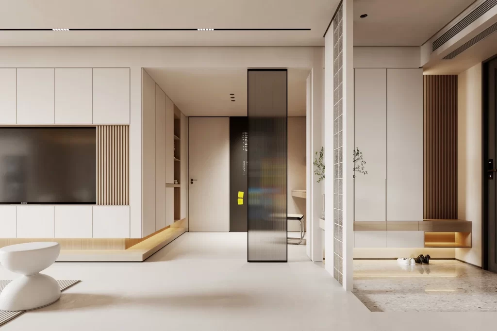 Modern Minimalist Living Room Neutral White Wood