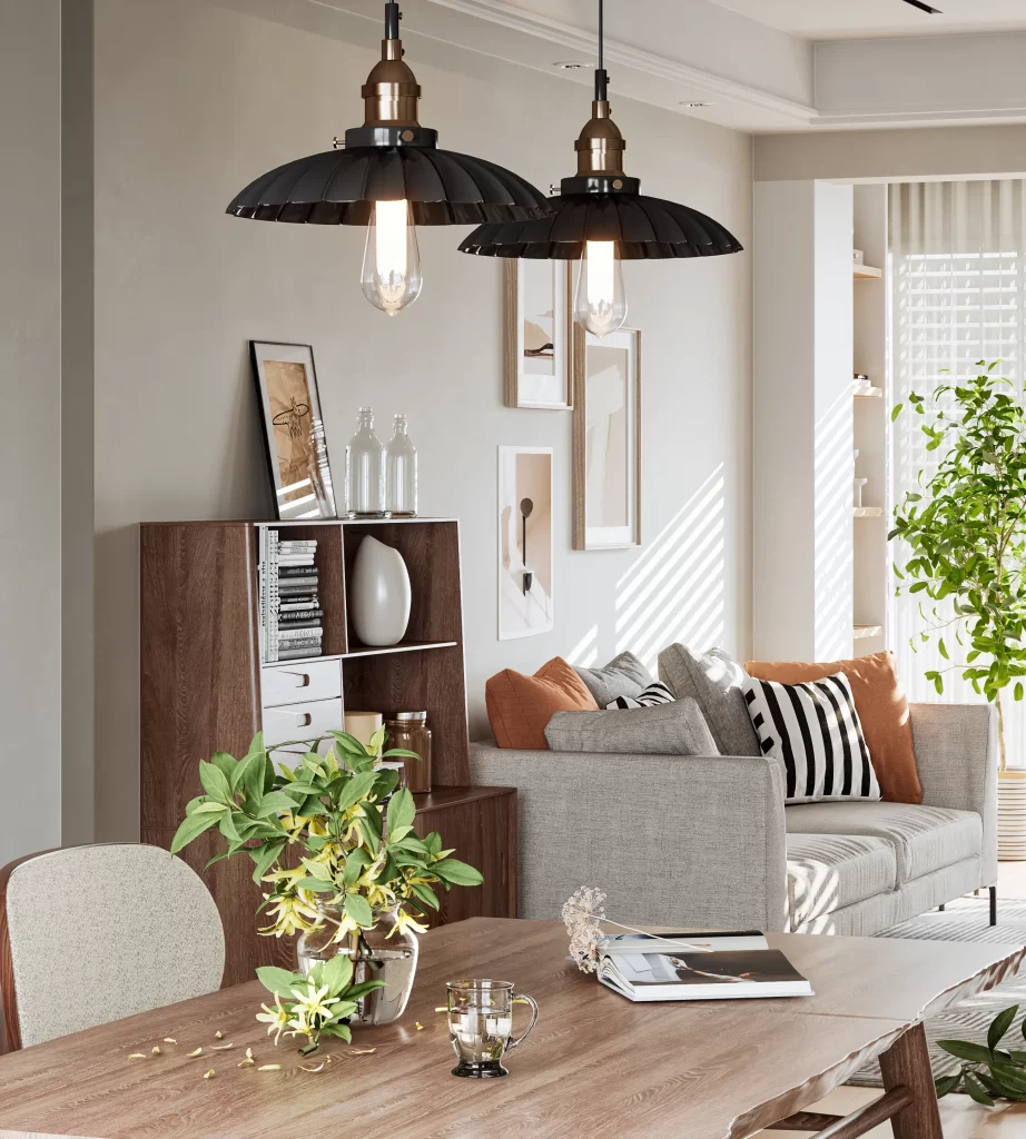 Modern Minimalist Living Room Neutral Wood Greenery