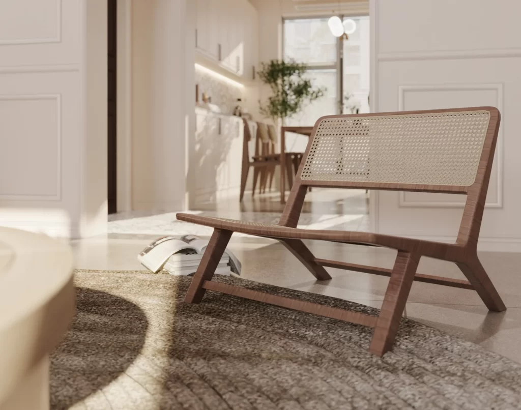 Modern Minimalist Living Room Neutral Wood Natural Light