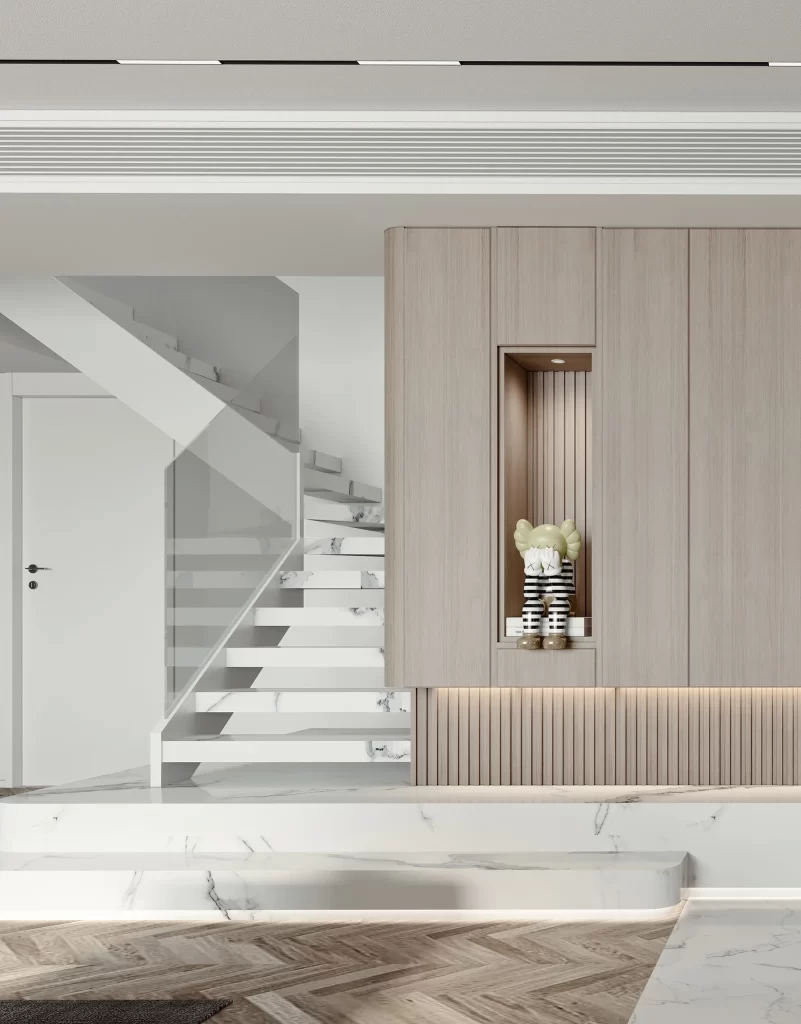 Modern Minimalist Living Room Neutral Wood White