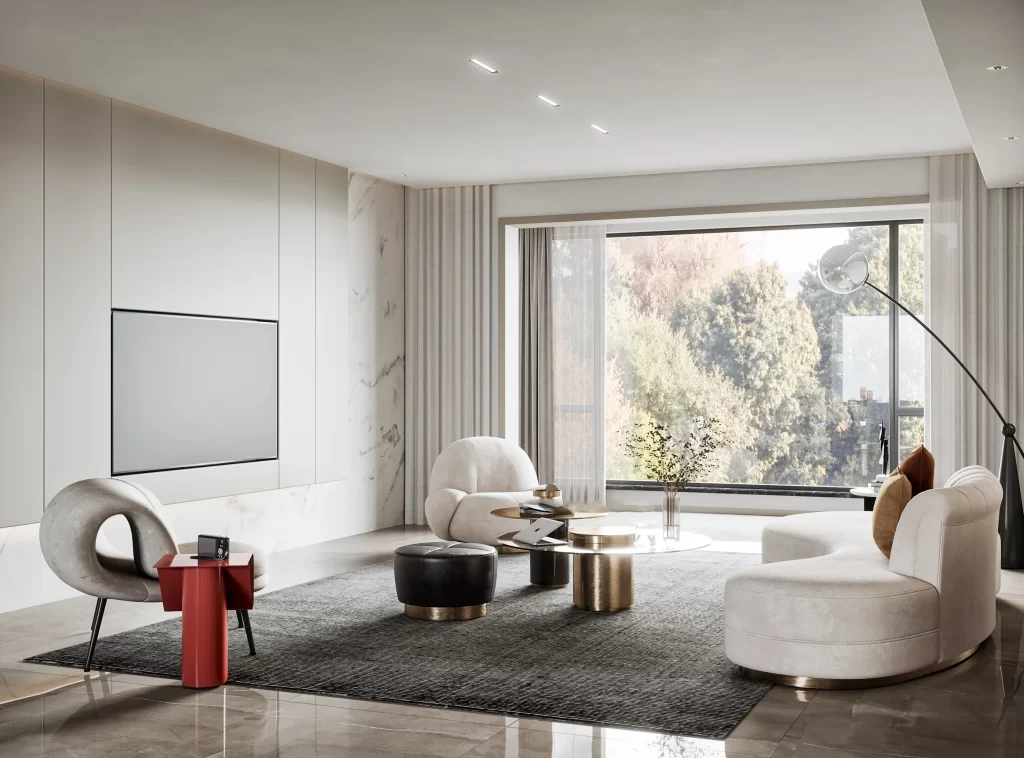 Modern Minimalist Living Room White Gray Neutral