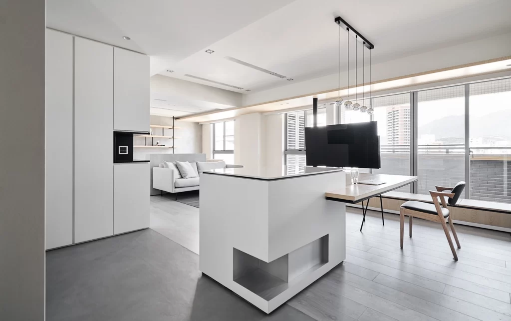 Modern Minimalist Living Space Neutral White Light Wood