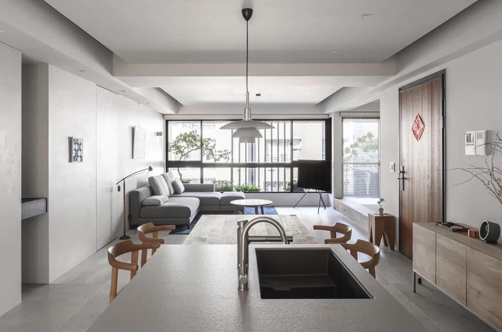 Modern Minimalist Open Space Neutral Grey Wood