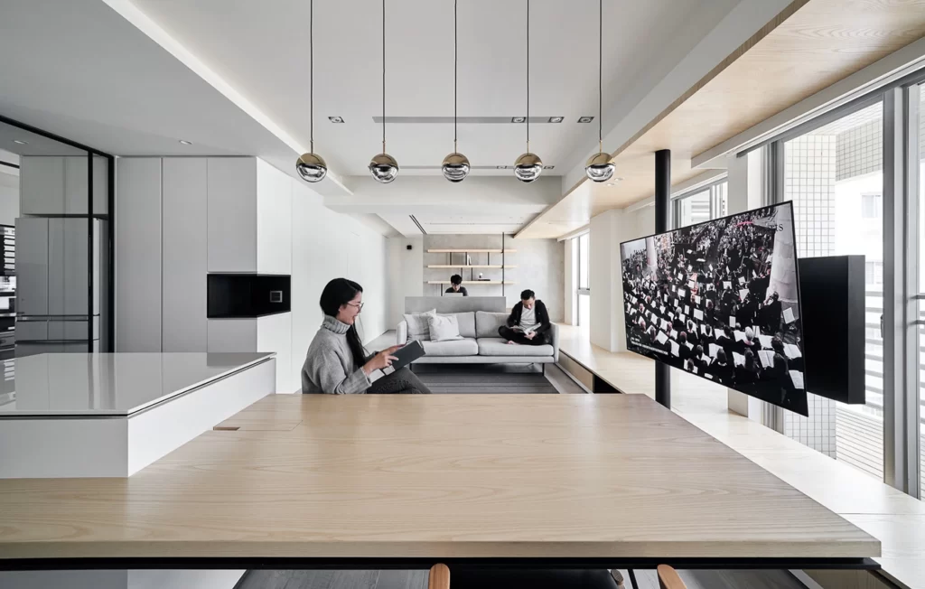 Modern Minimalist Open Space Neutral Light Wood White