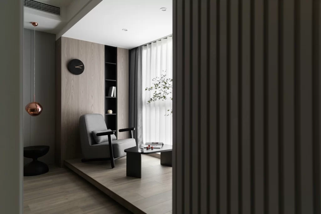 Modern Minimalist Reading Room Neutral Light Wood Black