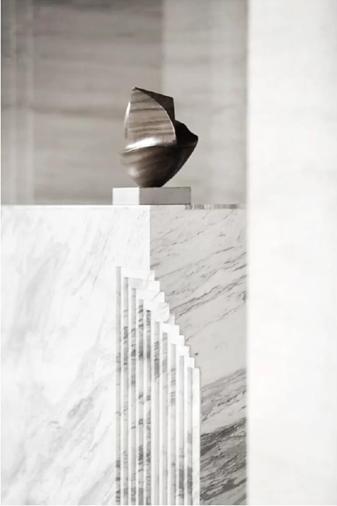 Modern Minimalist Sculpture Neutral White Marble