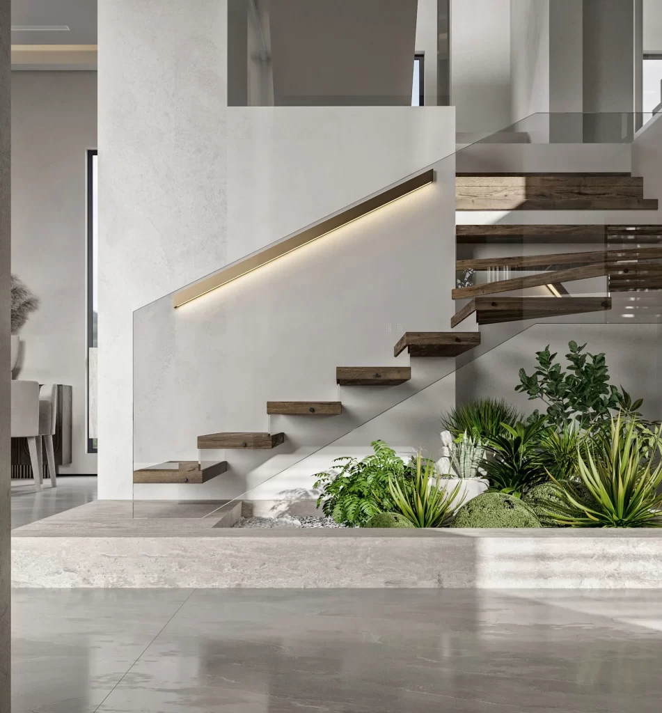 Modern Minimalist Staircase Wood Glass