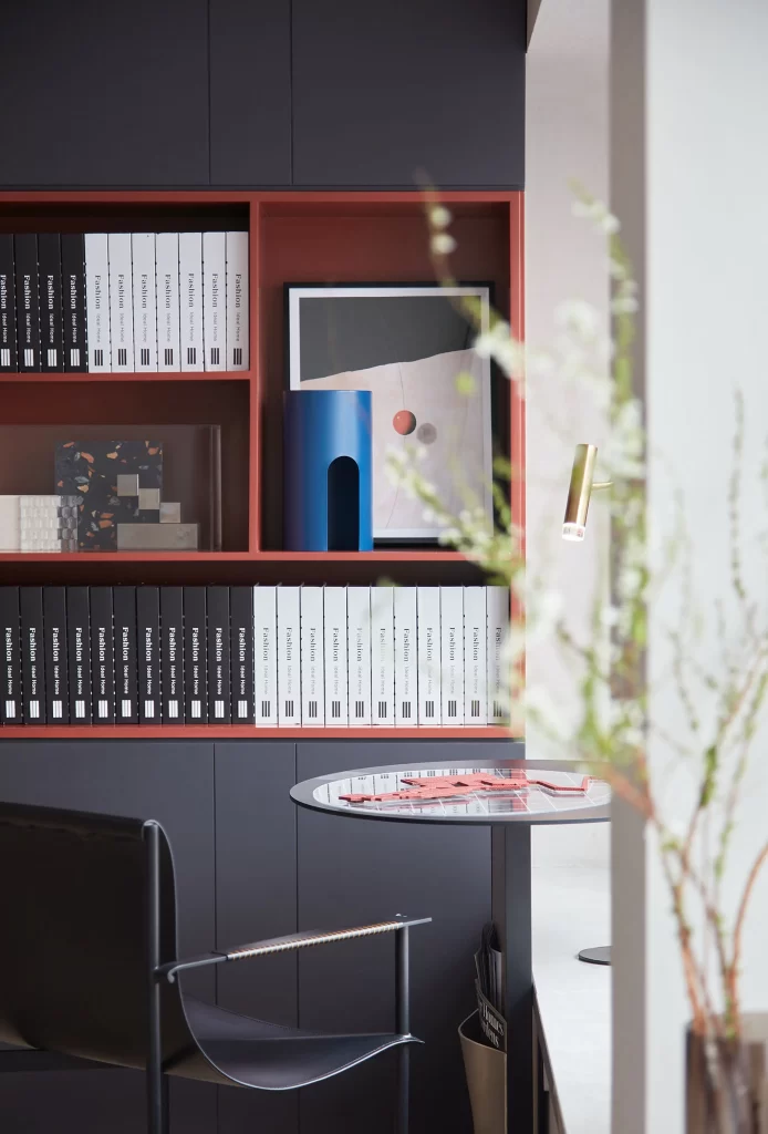 Modern Minimalist Study Black White Red Industrial