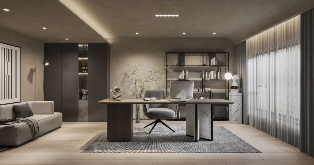 Modern Minimalist Study Neutral Gray Black
