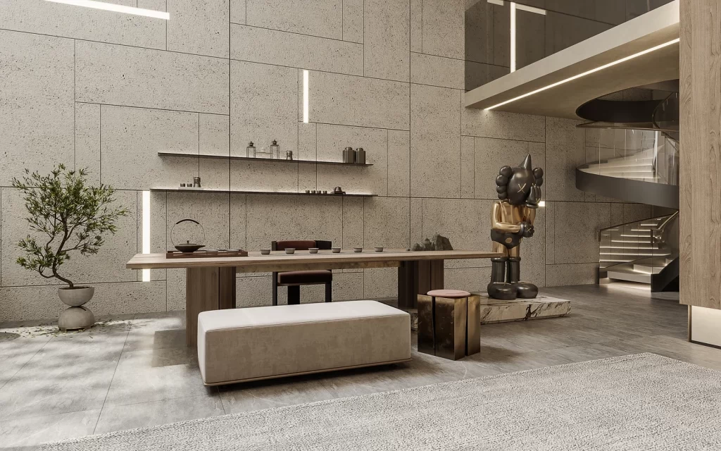 Modern Minimalist Study Neutral Gray Sculpture