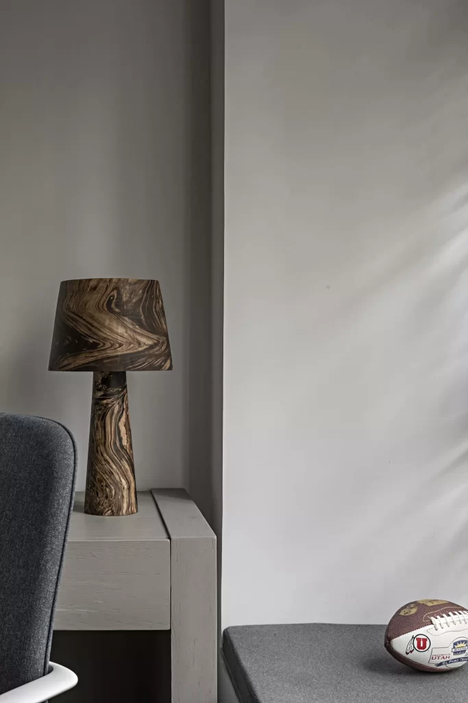 Modern Minimalist Study Neutral Gray Wood Lamp
