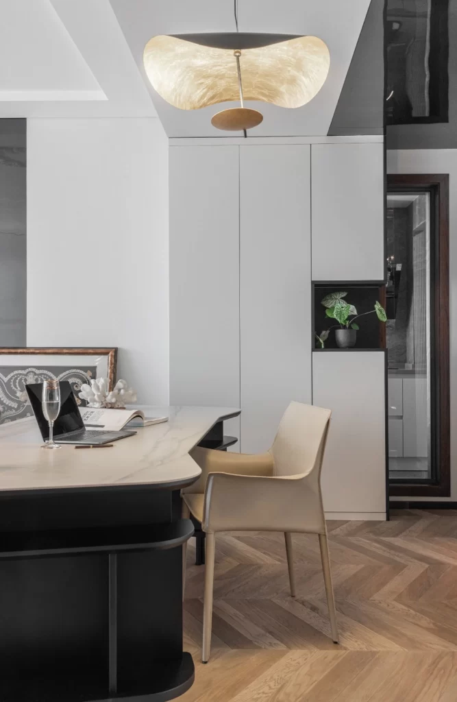 Modern Minimalist Study Neutral Light Wood Black White