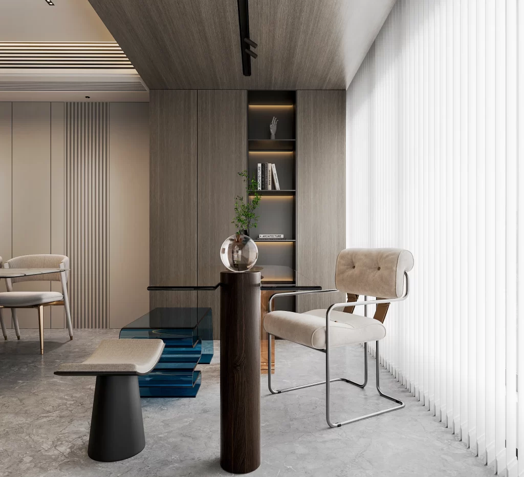 Modern Minimalist Study Neutral Wood