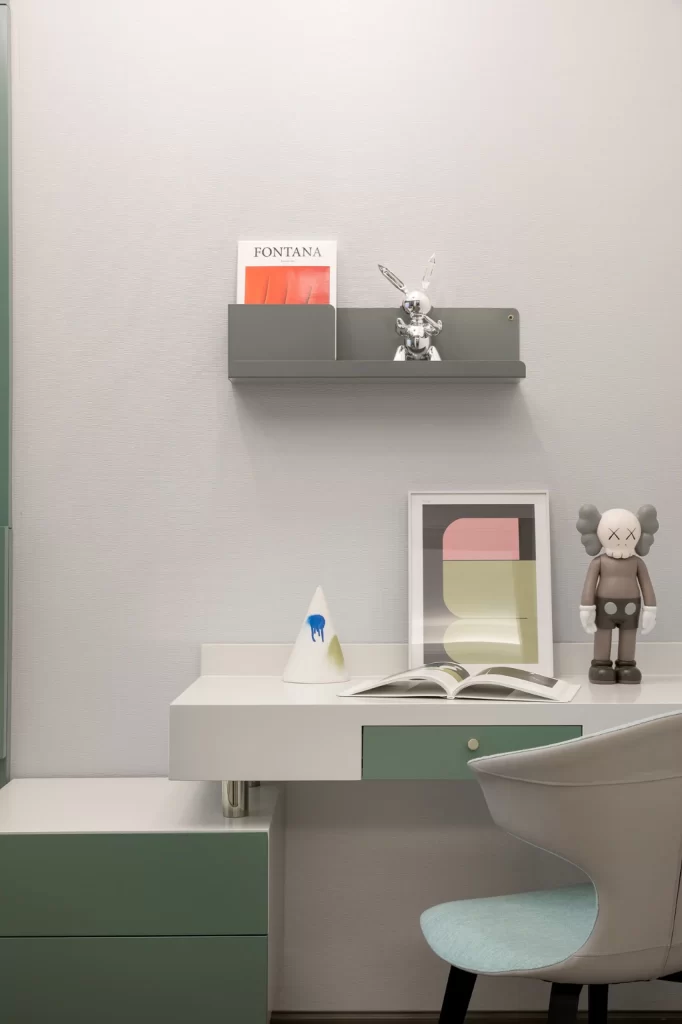 Modern Minimalist Study White Green Neutral Simple