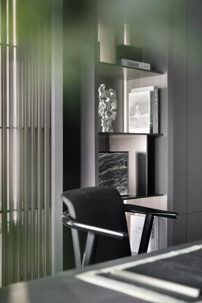 Modern Office Black White Neutral Sculpture Bookshelf