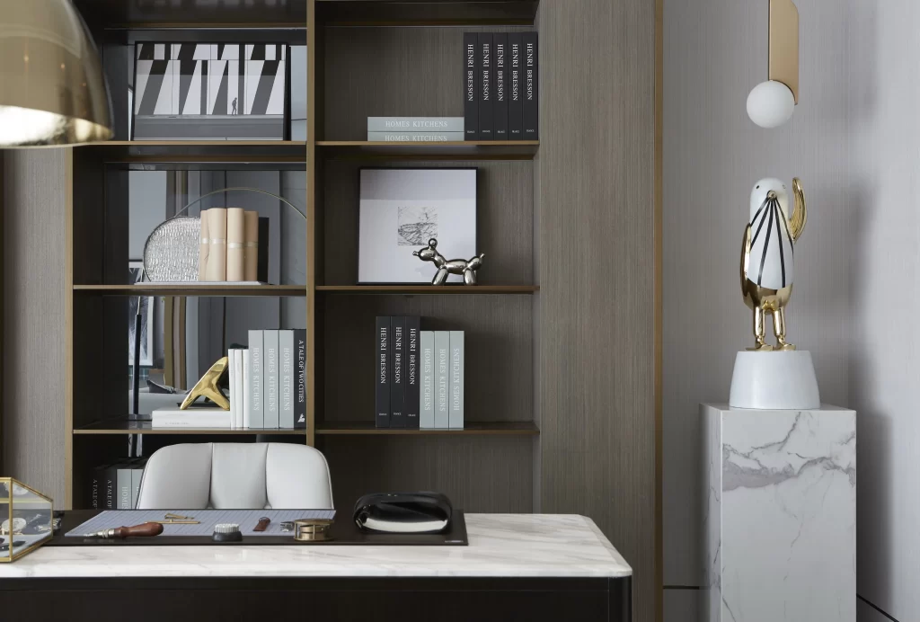Modern Office Neutral Tones Marble Accents Gold Accents