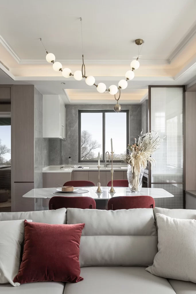 Modern Open Plan Neutral Grey White Red