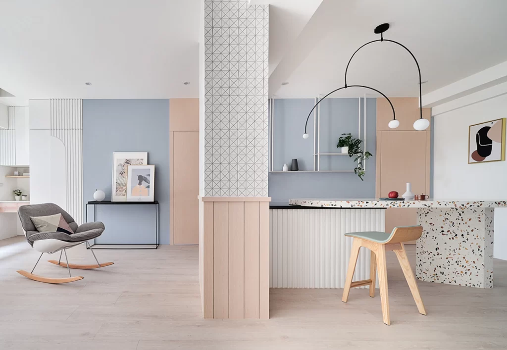 Modern Scandinavian Kitchen Soft Blue Neutral Light Wood