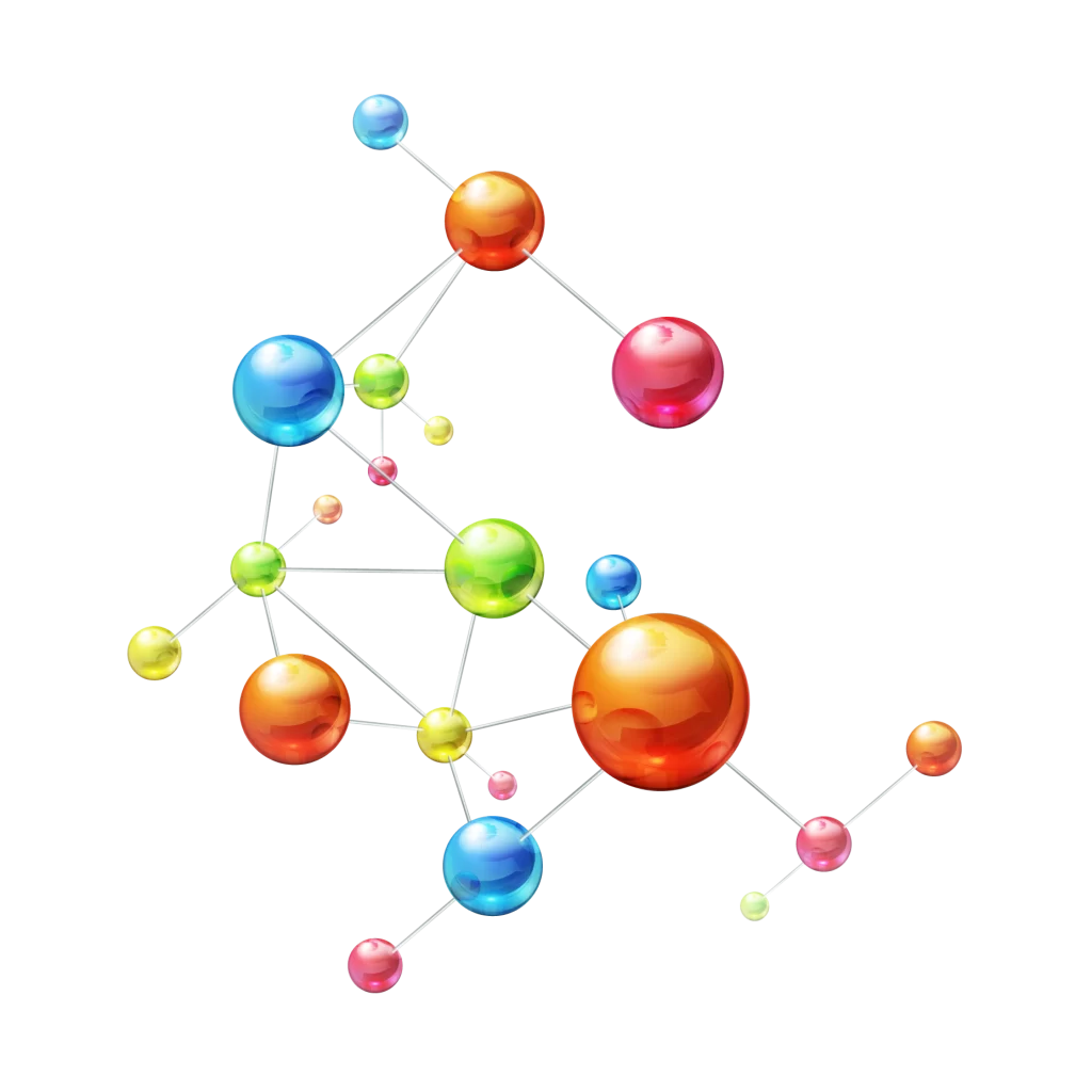 Molecular Structure Colorful Spheres Connected Lines