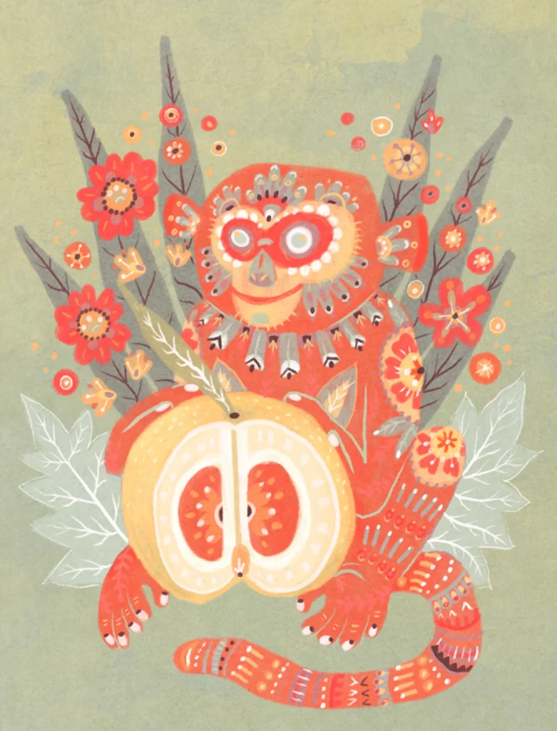 Monkey Fruit Flowers Nature Pattern