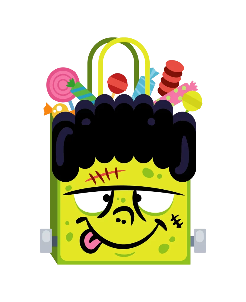 Monster Candy Bag Green Black Spooky Halloween