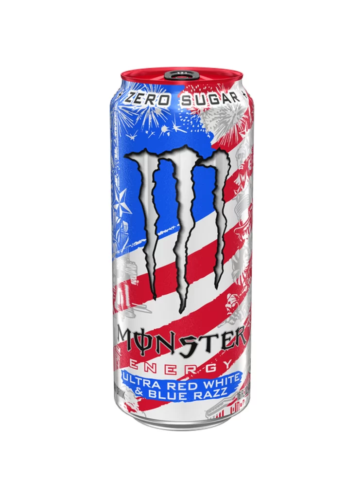 Monster Energy Drink Zero Sugar Red White Blue Razz
