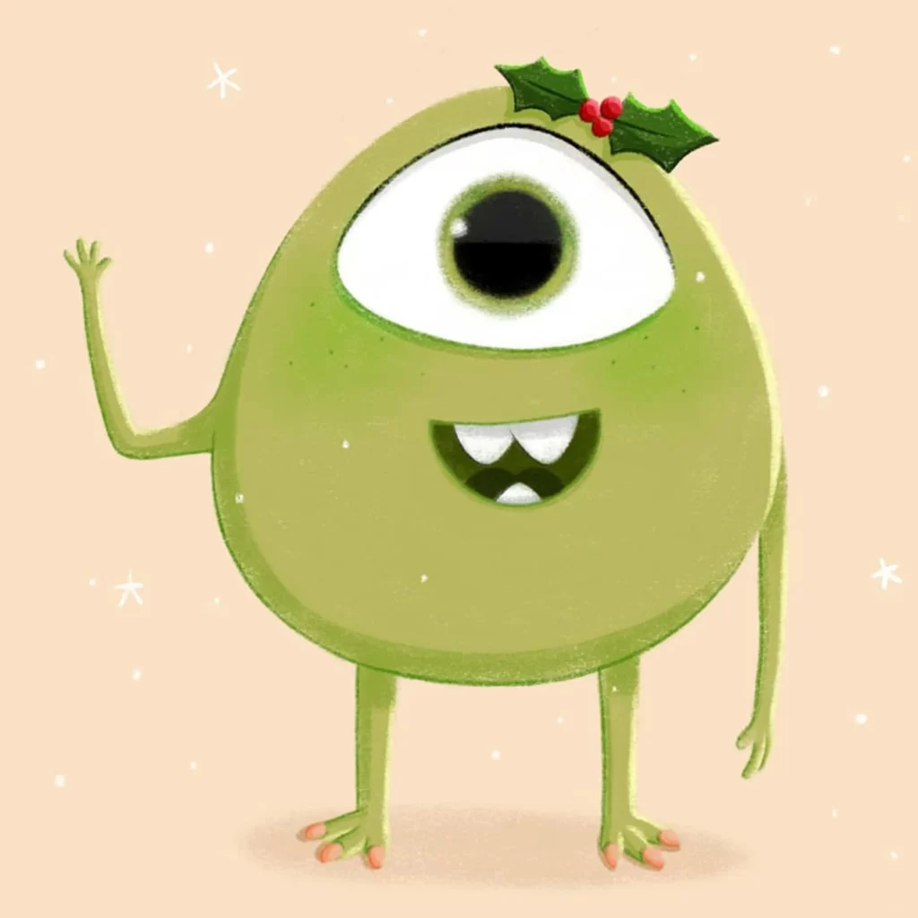 Monster Holiday Christmas Holly Decoration Eleonore Pelluau
