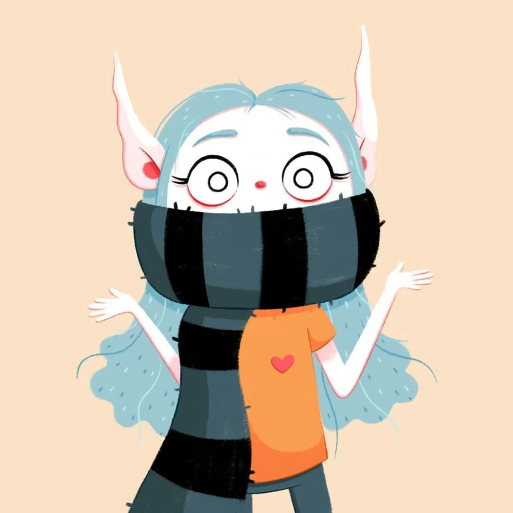 Monster Scarf Eyes Horns Heart Eleonore Pelluau