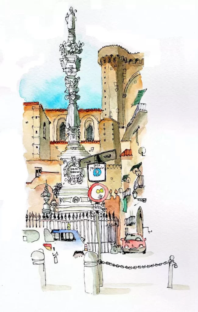 Monument Architecture Cityscape Watercolor Streets