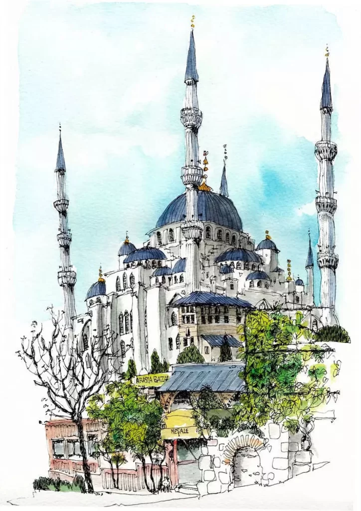 Mosque Architecture Blue Sky Minarets Domes
