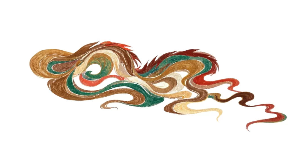 Multicolored Curved Organic Traditional Dunhuang