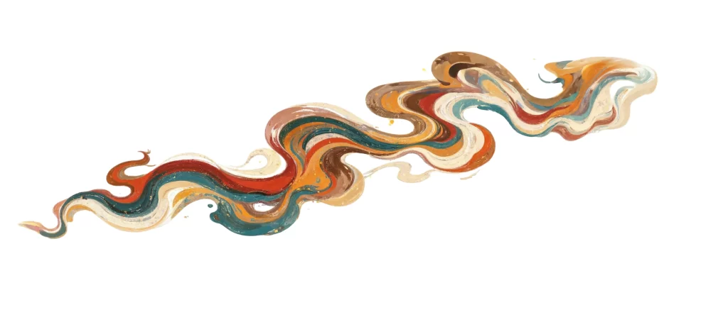 Multicolored Flowing Wavy Traditional Dunhuang Pattern