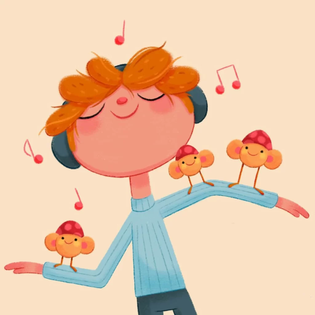 Music Headphones Joy Characters Dance Eleonore Pelluau