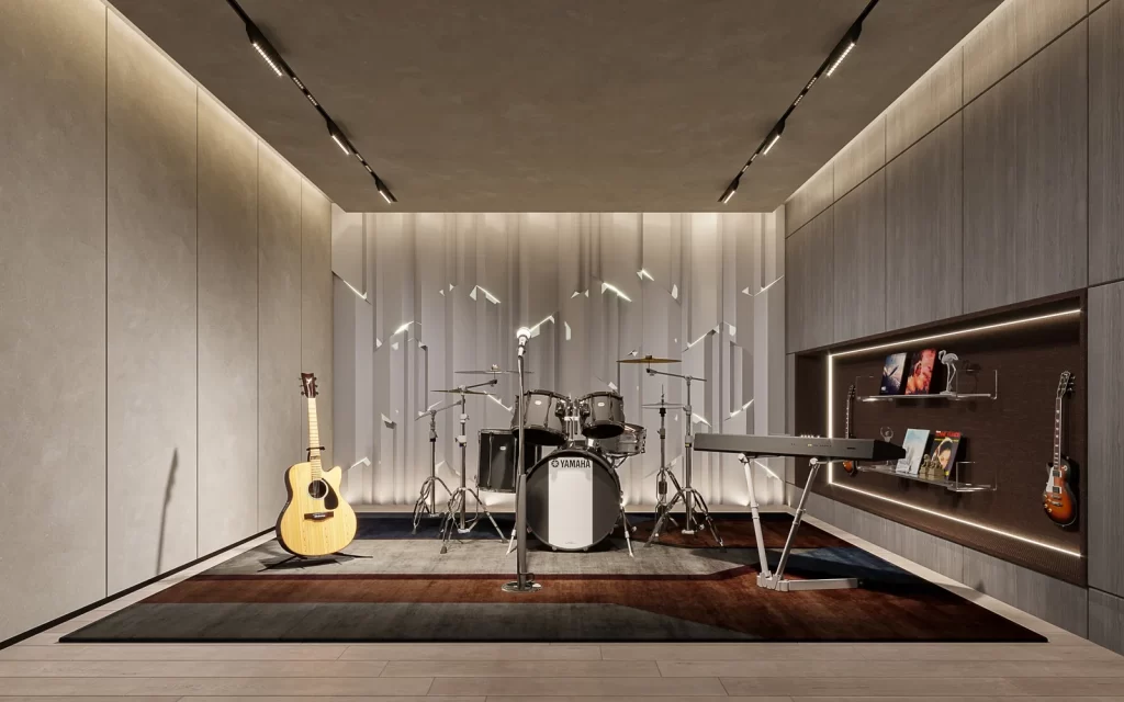 Music Room Modern Minimalist Guitar Drum Set Keyboard