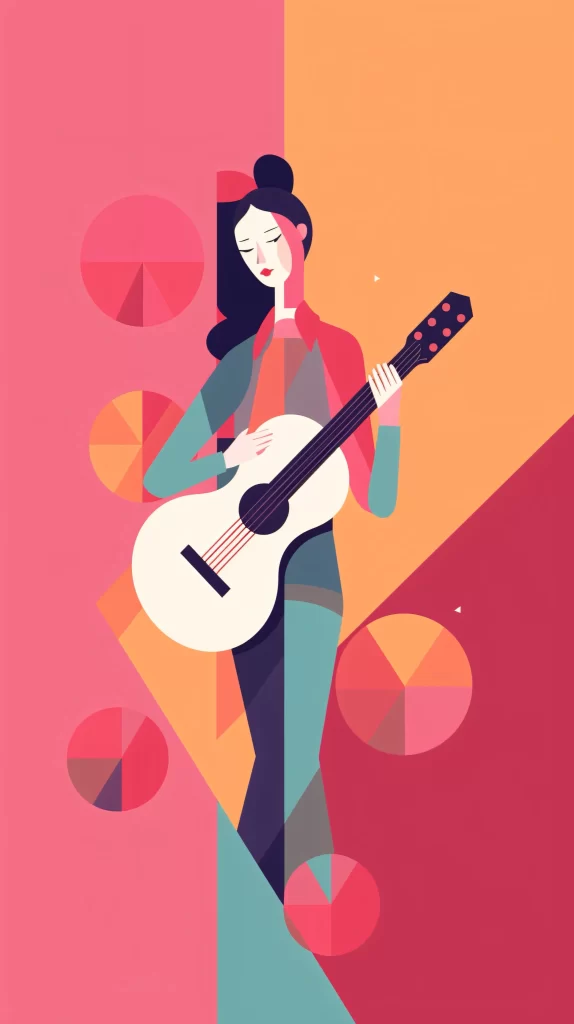 Musician Pink Guitar Abstract Illustration Modern