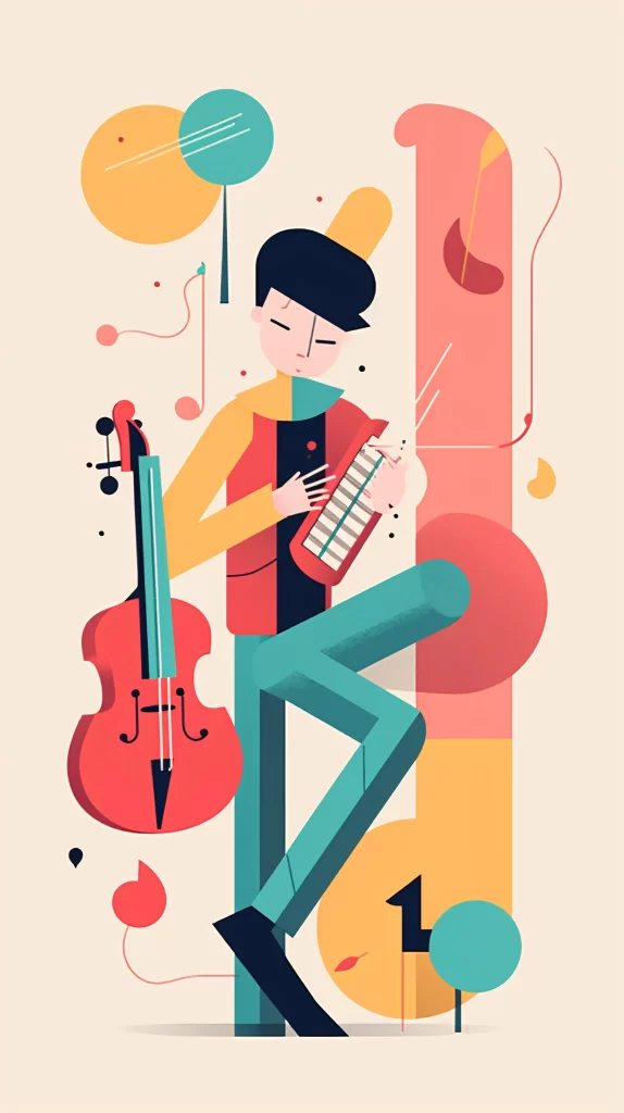 Musician Red Blue Yellow Abstract Vector