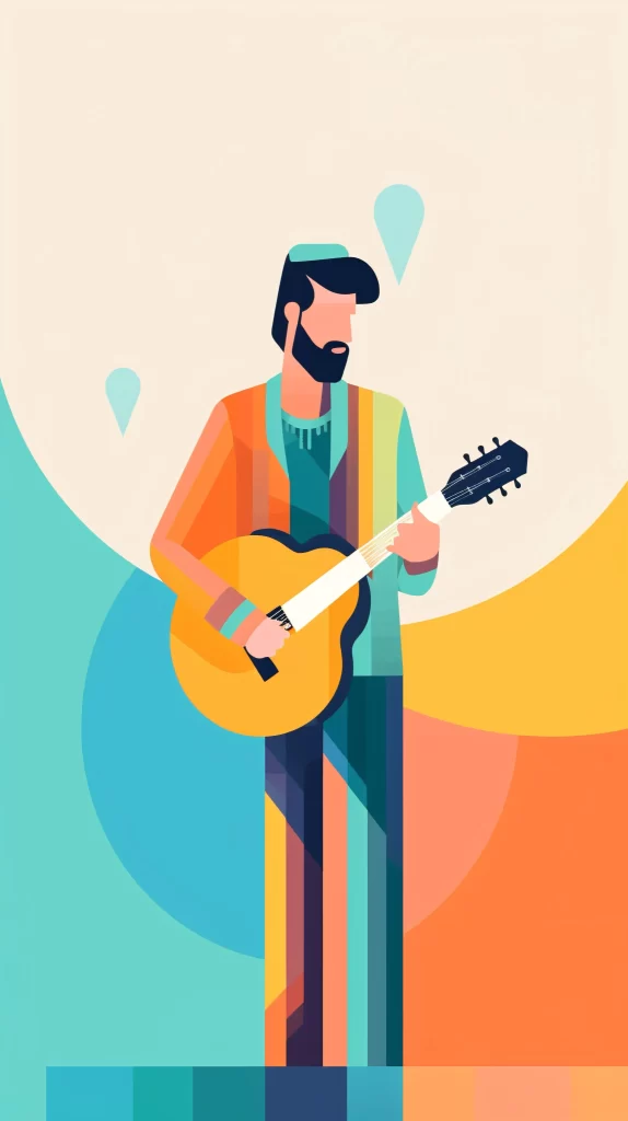 Musician Yellow Guitar Flat Illustration Modern