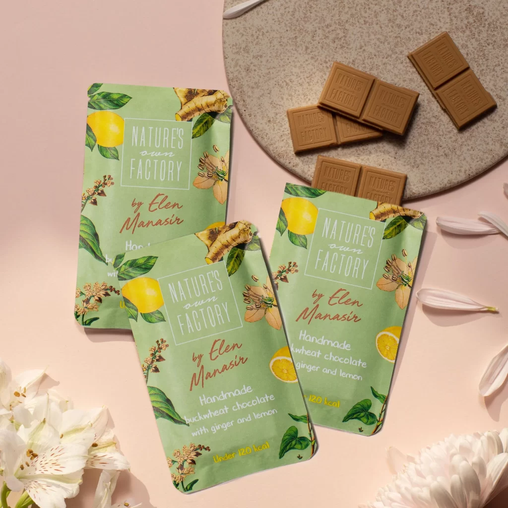 Nature’s Factory Chocolate Ginger Lemon Handmade Green Yellow