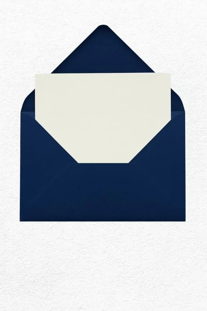 Navy Blue Envelope with White Card