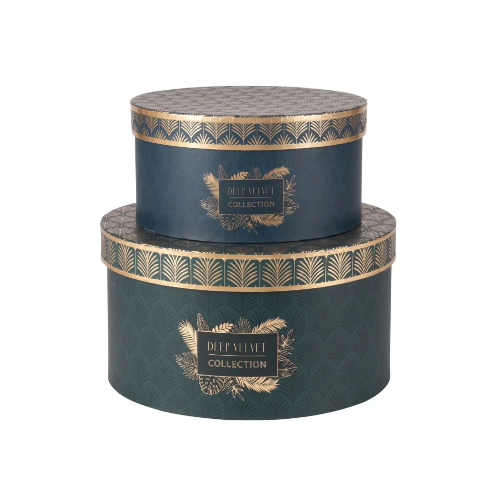 Nested Box Set Dark Green Gold Elegant Collection Design