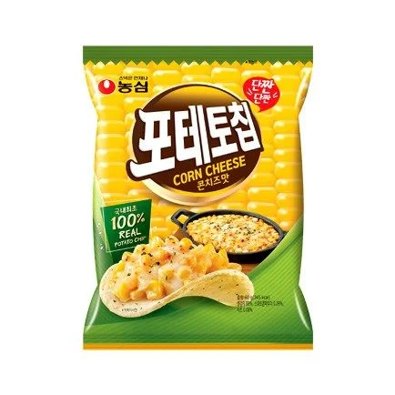 Nongshim Potato Chip Snow Cheese Yellow Green Bold Typography